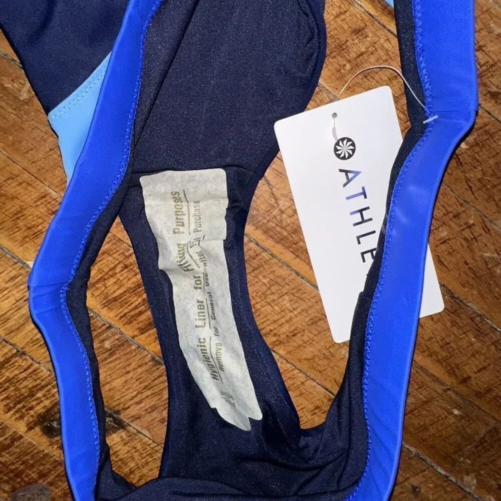 Athleta blue navy colorblock freestyle athletic S swim bottoms